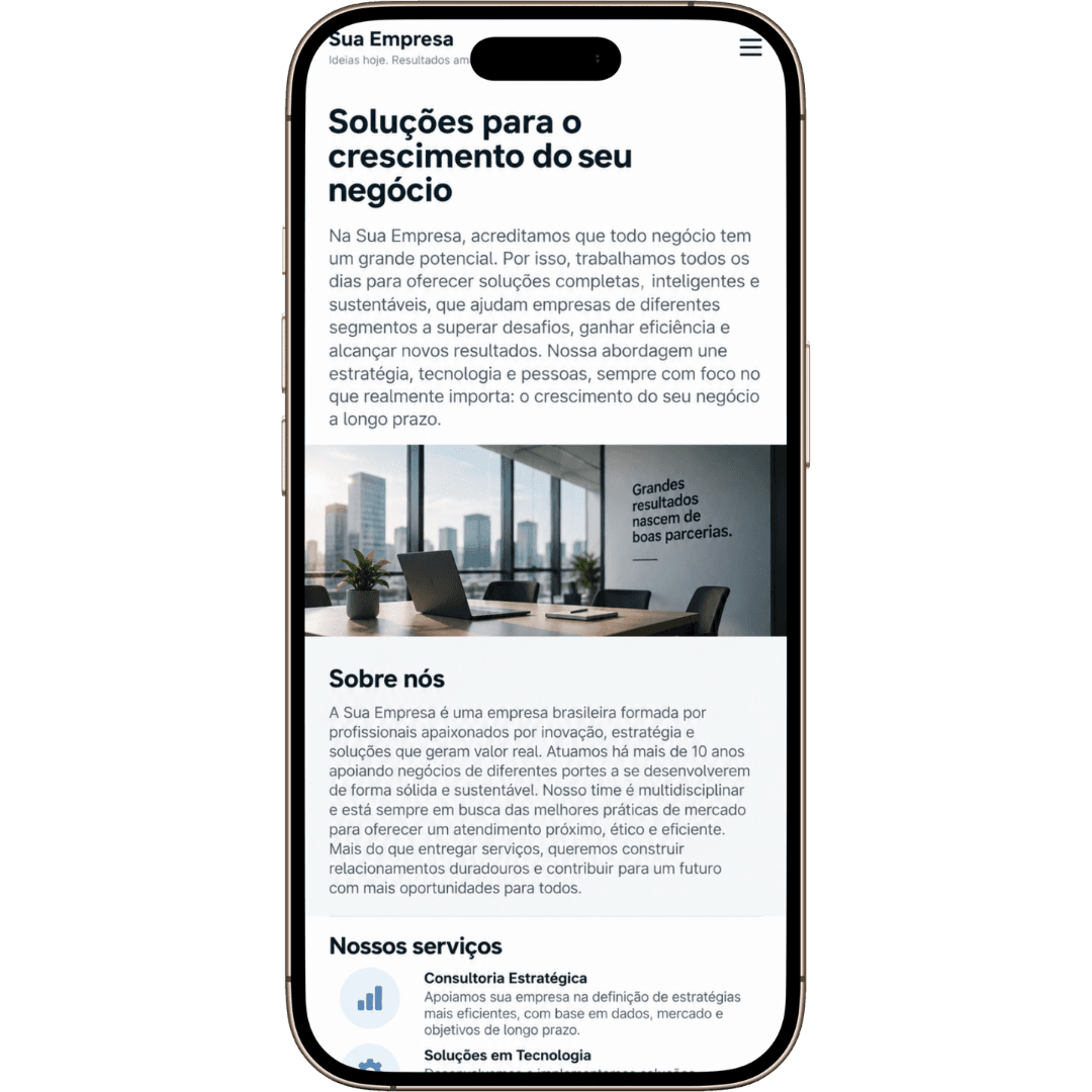 Mockup de celular ilustrando um site que não transforma visitas em contatos.